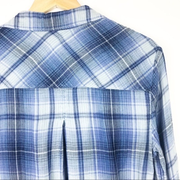 Anthro’s Cloth & Stone,Breezy Plaid Button Down Blouse,Sinfully Soft,Button Up - Picture 5 of 13